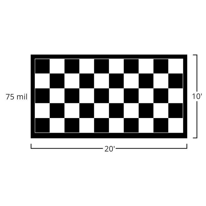 Imaged Parking Pad 75 Mil Ceramic Black and White Checkerboard