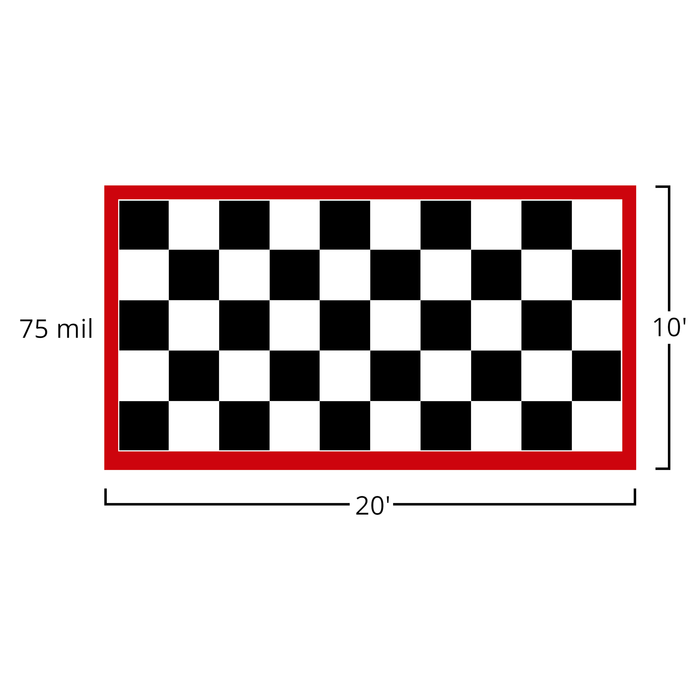 Imaged Parking Pad 75 Mil Ceramic Black and White Checkerboard