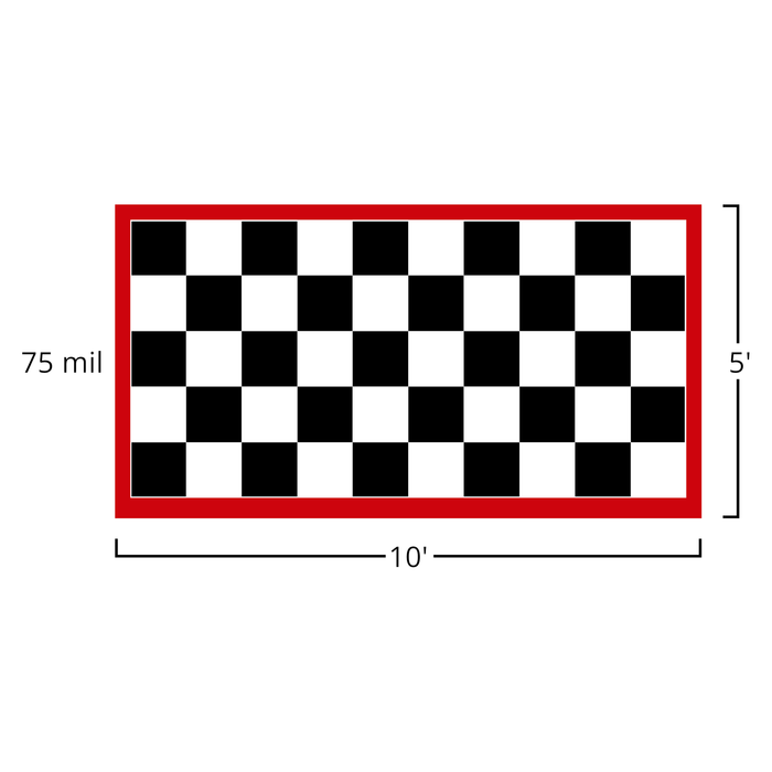 Imaged Parking Pad 75 Mil Ceramic Black and White Checkerboard