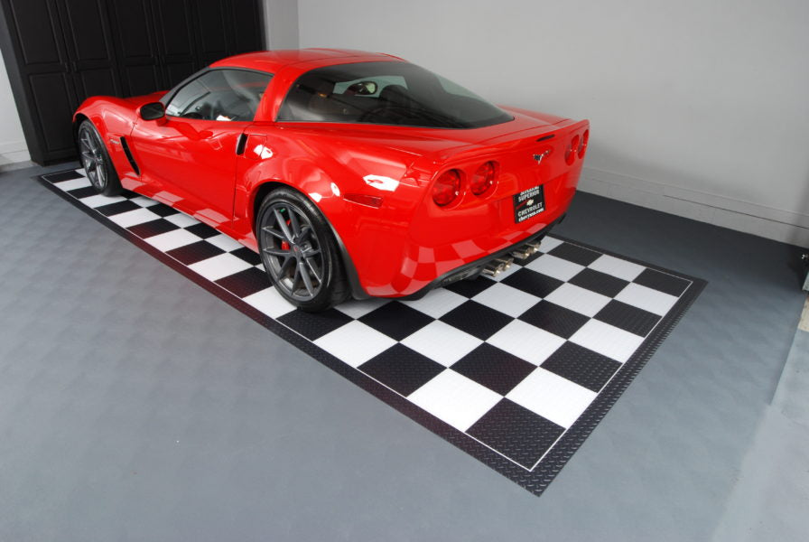 Imaged Parking Pad 75 Mil Ceramic Black and White Checkerboard