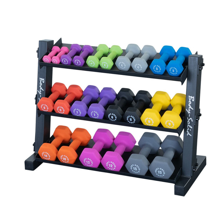 Body-Solid 3-Tier Vinyl and Neoprene Dumbbell Rack