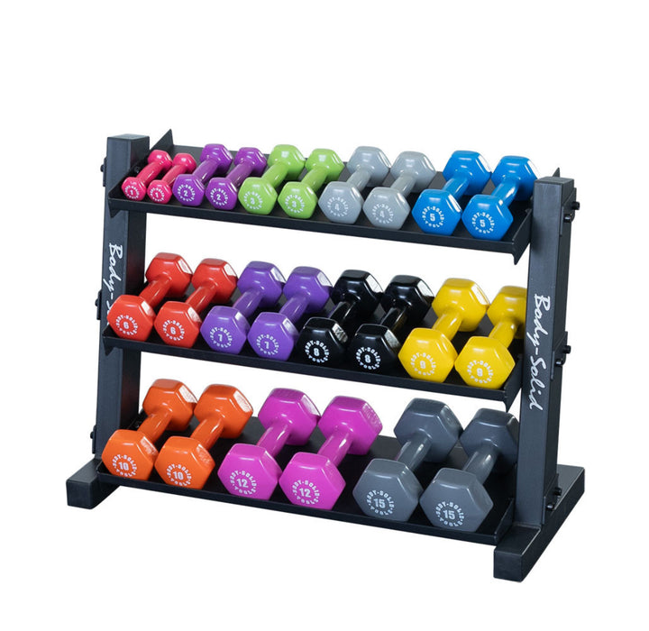 Body-Solid 3-Tier Vinyl and Neoprene Dumbbell Rack