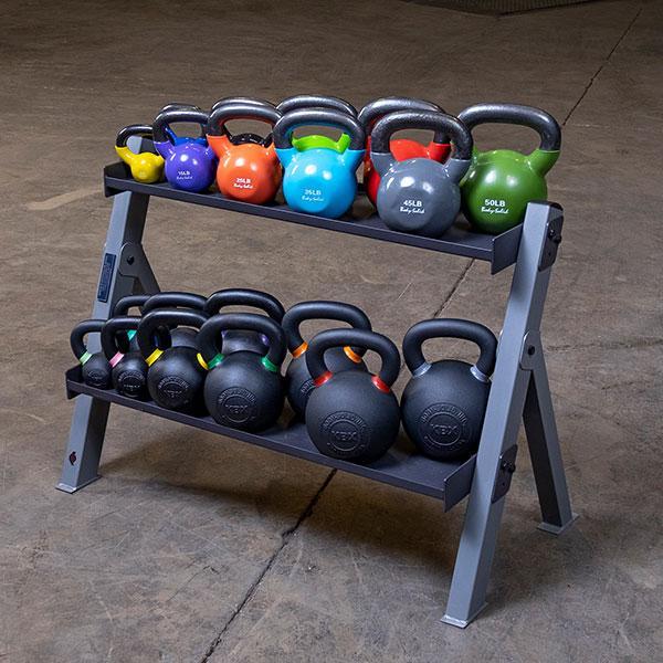 Body Solid 2-Tier Adjustable Shelf Dumbbell and Kettlebell Rack