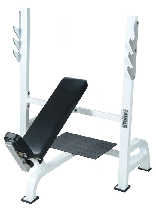 STS Olympic Incline Bench Press With Racks, White