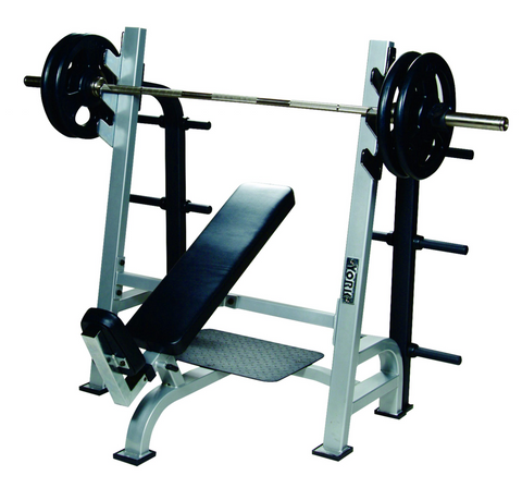 STS Olympic Incline Bench Press With Racks, Silver