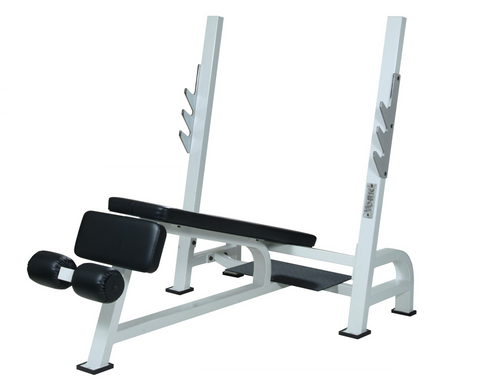 STS Olympic Decline Bench Press With Racks, White