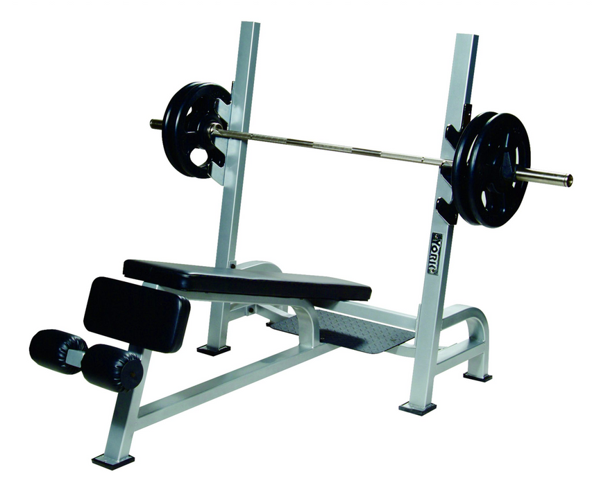 STS Olympic Decline Bench Press With Racks, Silver