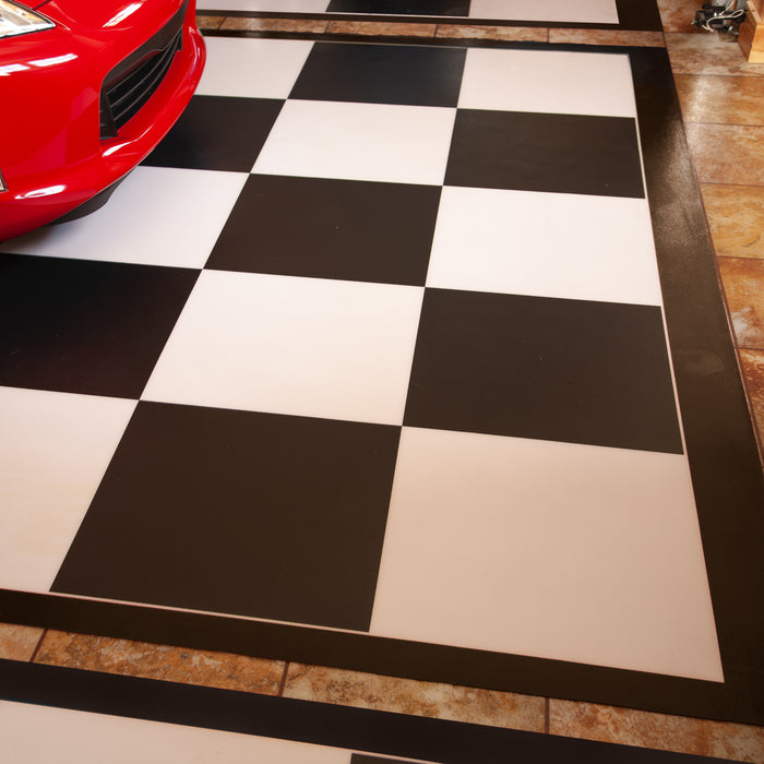 Imaged Parking Pad 75 Mil Ceramic Black and White Checkerboard