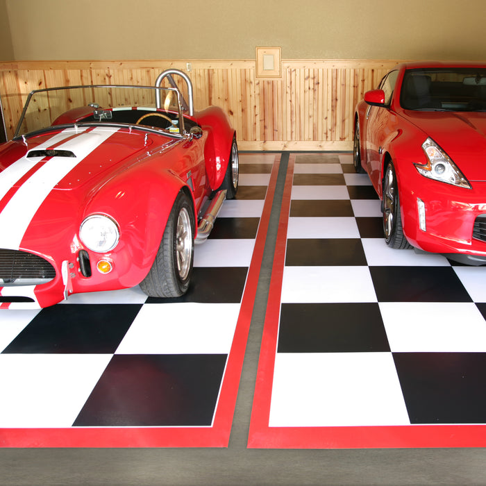 Imaged Parking Pad 75 Mil Ceramic Black and White Checkerboard