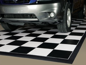 Imaged Parking Pad 75 Mil Ceramic Black and White Checkerboard