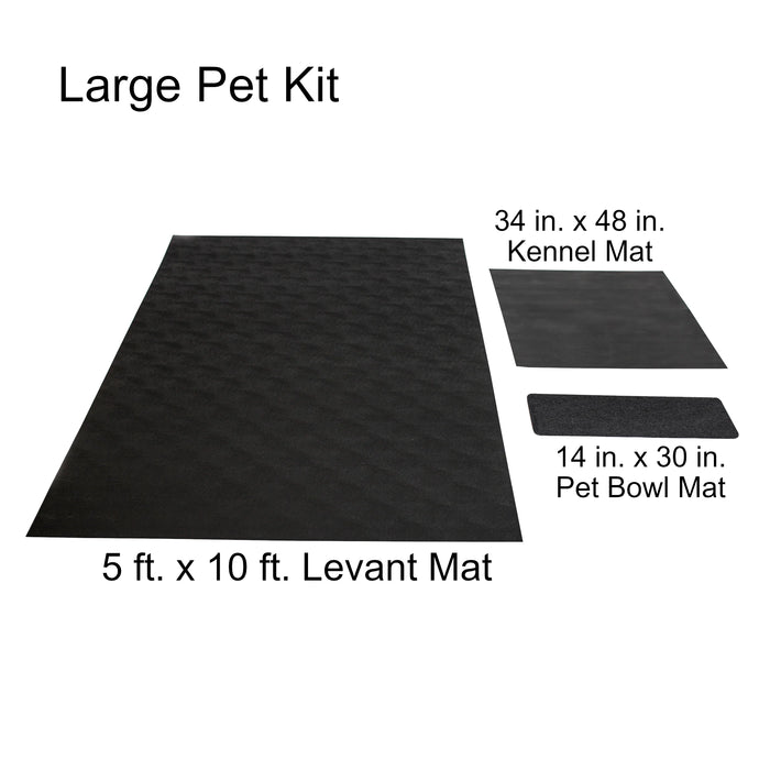 Pet Parent Kit with  5' x 10' Levant Floor Protector, Kennel Mat & Grey Pet Bowl Mat