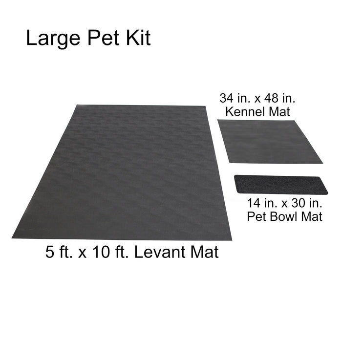 Pet Parent Kit with  5' x 10' Levant Floor Protector, Kennel Mat & Grey Pet Bowl Mat