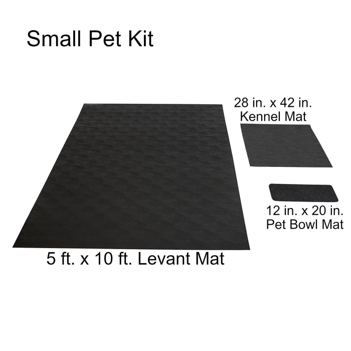 Pet Parent Kit with  5' x 10' Levant Floor Protector, Kennel Mat & Grey Pet Bowl Mat