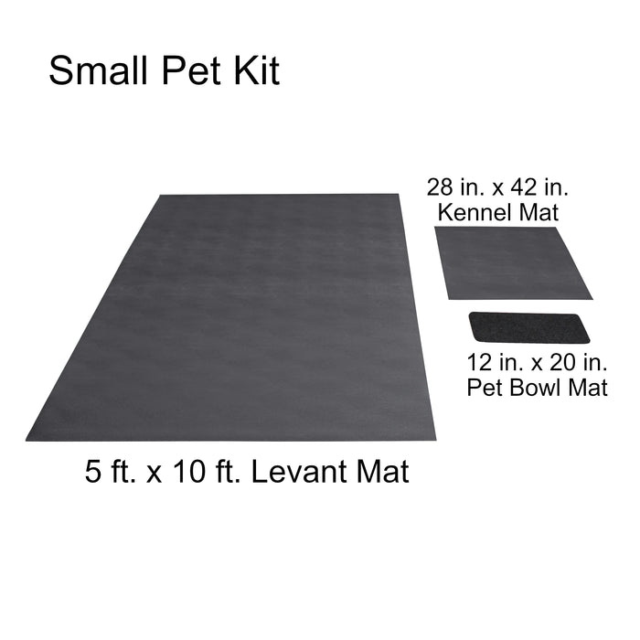 Pet Parent Kit with  5' x 10' Levant Floor Protector, Kennel Mat & Grey Pet Bowl Mat