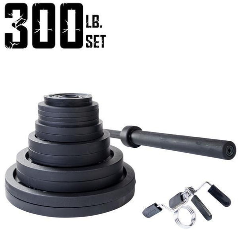 300 lb. Cast Iron Olympic Weight Set with 7ft. Olympic Bar, Collars