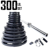 300 lb. Rubber Grip Olympic Weight Set with 7ft. Olympic Bar, Collars