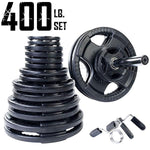 400 lb. Rubber Grip Olympic Weight Set (with 7ft. Olympic Bar, Collars)