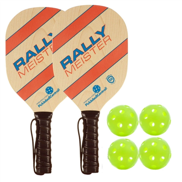 Rally Meister Bundle - Two Wood Paddles/Four Balls