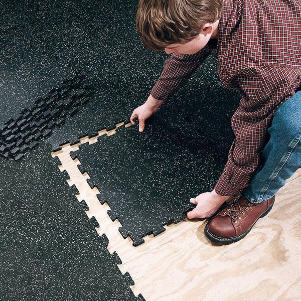 Body-Solid Tools Interlocking Rubber Flooring 4 Pack, Grey Speck