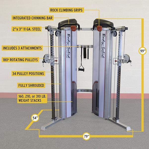 Pro ClubLine S2FT/3 Series 2 Functional Trainer by Body-Solid - 310 lb. Stack