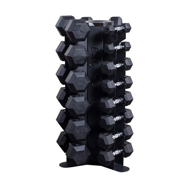 Body-Solid 5-50 lb. Vertical Rubber Dumbbell Package with Rack