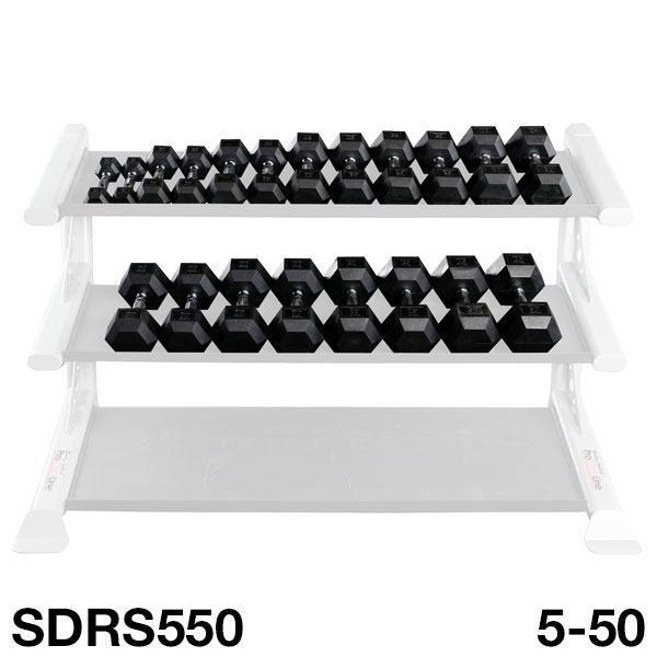 Body-Solid 5-50 lb. Vertical Rubber Dumbbell Package with Rack