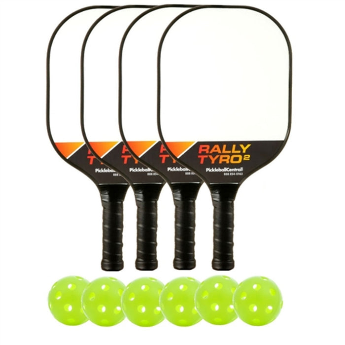 Deluxe Rally Tyro 2 Composite Bundle - 4 Paddles/6 Balls