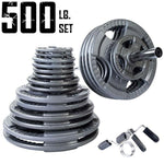 500 lb. Gray Grip Olympic Weight Set with 7ft. Olympic Bar, Collars