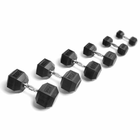 Hex Rubber Dumbbell Set (55-100 lbs.)
